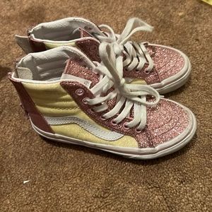 Vans high tops pink/yellow glitter